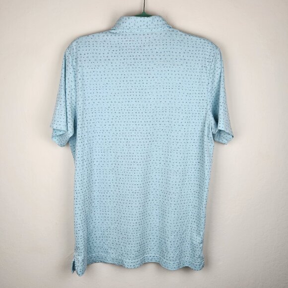 Travis Mathew Thundersnow Short Sleeve Polo Shirt Blue Geo Print sz L - Picture 2 of 8